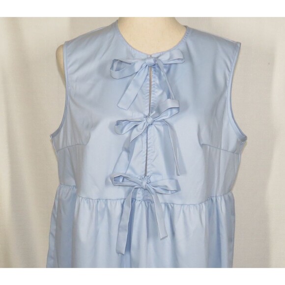 Halara Blue Lightweight Sleeveless Tie Front Babydoll Mini Dress Size Large - Picture 4 of 7